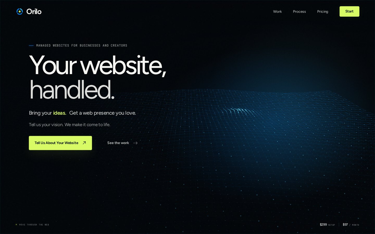orilo.io landing page
